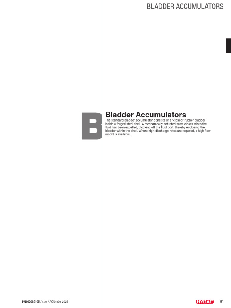 SB330 Bladder Accumulator Overview | PDF | Stainless Steel | Valve