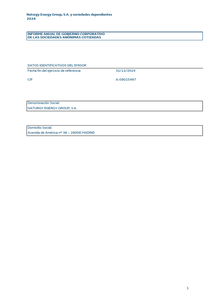 Informe Anual de Gobierno Corporativo 2024 | PDF | Compartir (Finanzas ...