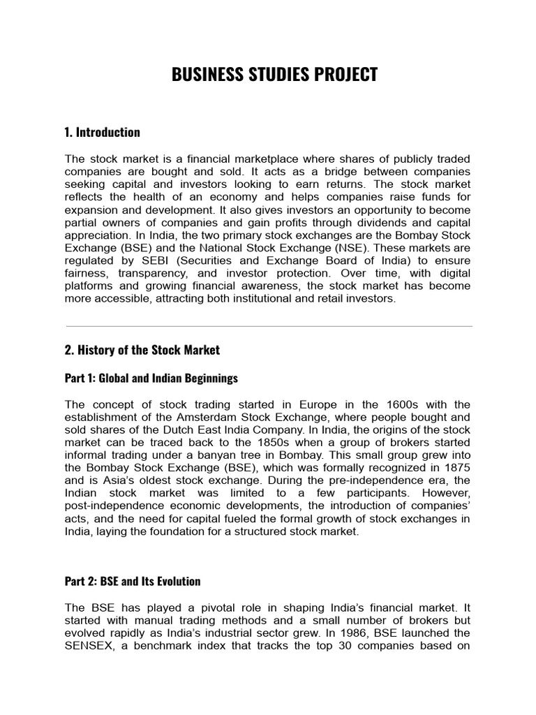 Overview of India's Stock Market | PDF | Investing | Foreign Direct ...