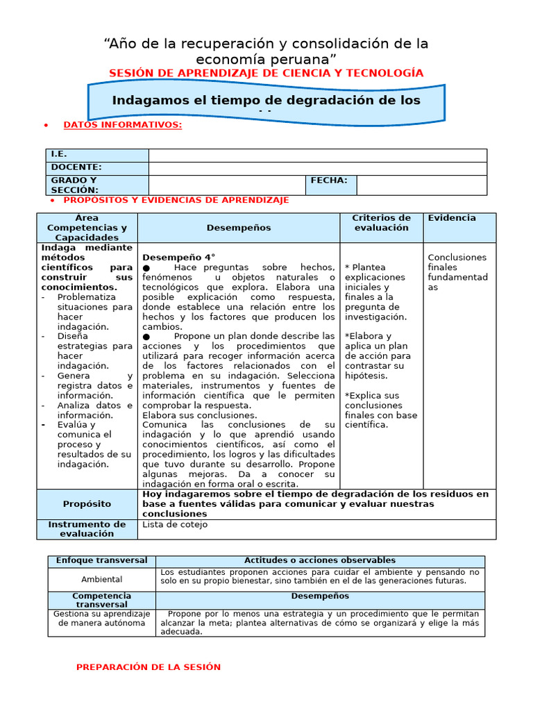 Tiempo de degradación de residuos | PDF | Hipótesis | Residuos