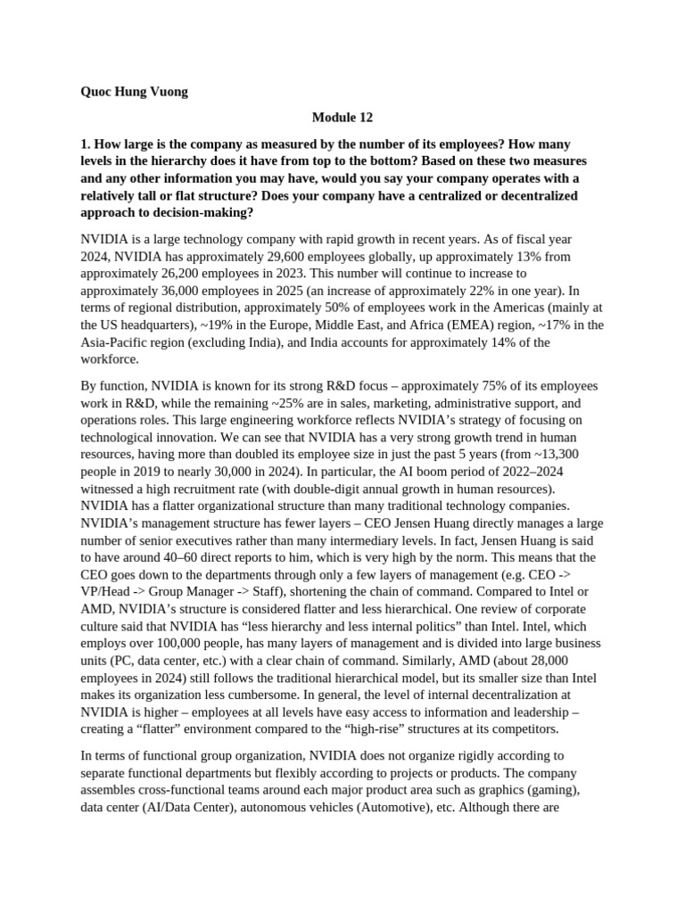 NVIDIA's Organizational Structure Analysis | PDF | Graphics Processing ...