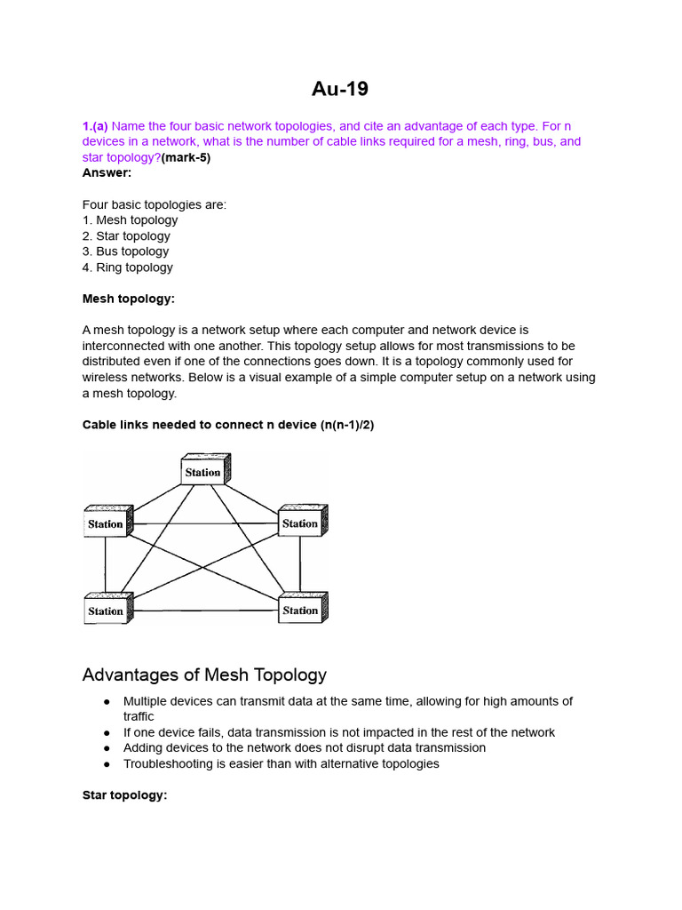 Network Topologies and LAN/WAN Basics | PDF | Network Topology ...