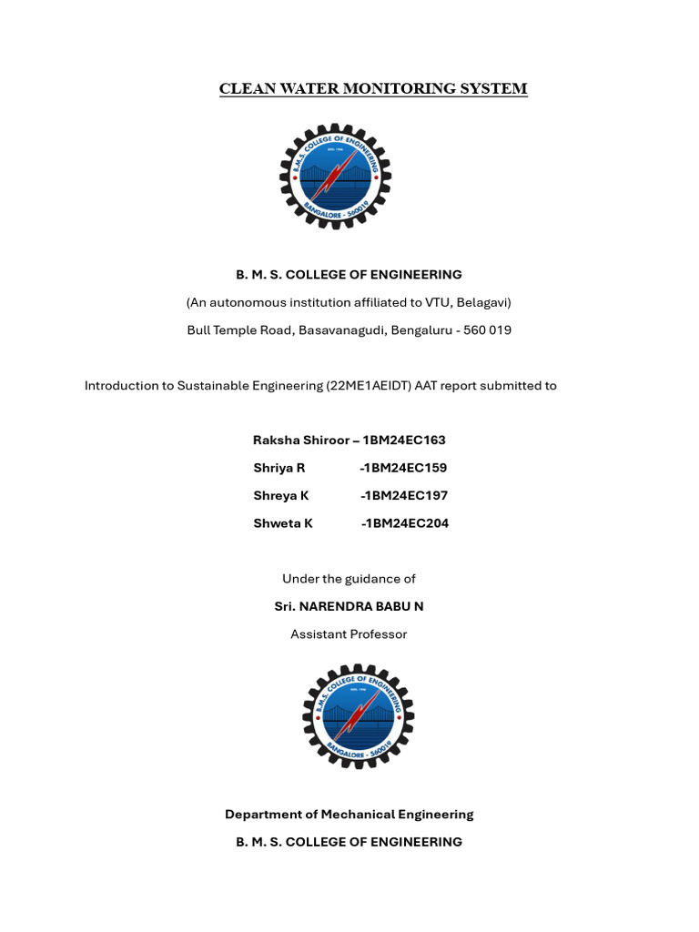 CLEAN WATER MONITORING SYSTEM TFINALreport | PDF | Water Pollution ...
