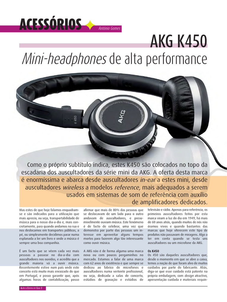 Análise dos Auscultadores AKG K450 | PDF | Fones de ouvido | Som