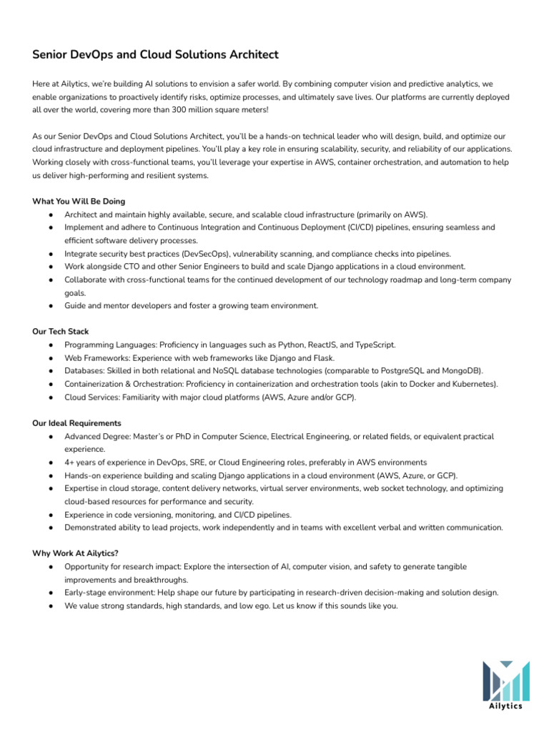 Ailytics - Senior DevOps and Cloud Solutions Architect | PDF | Cloud ...