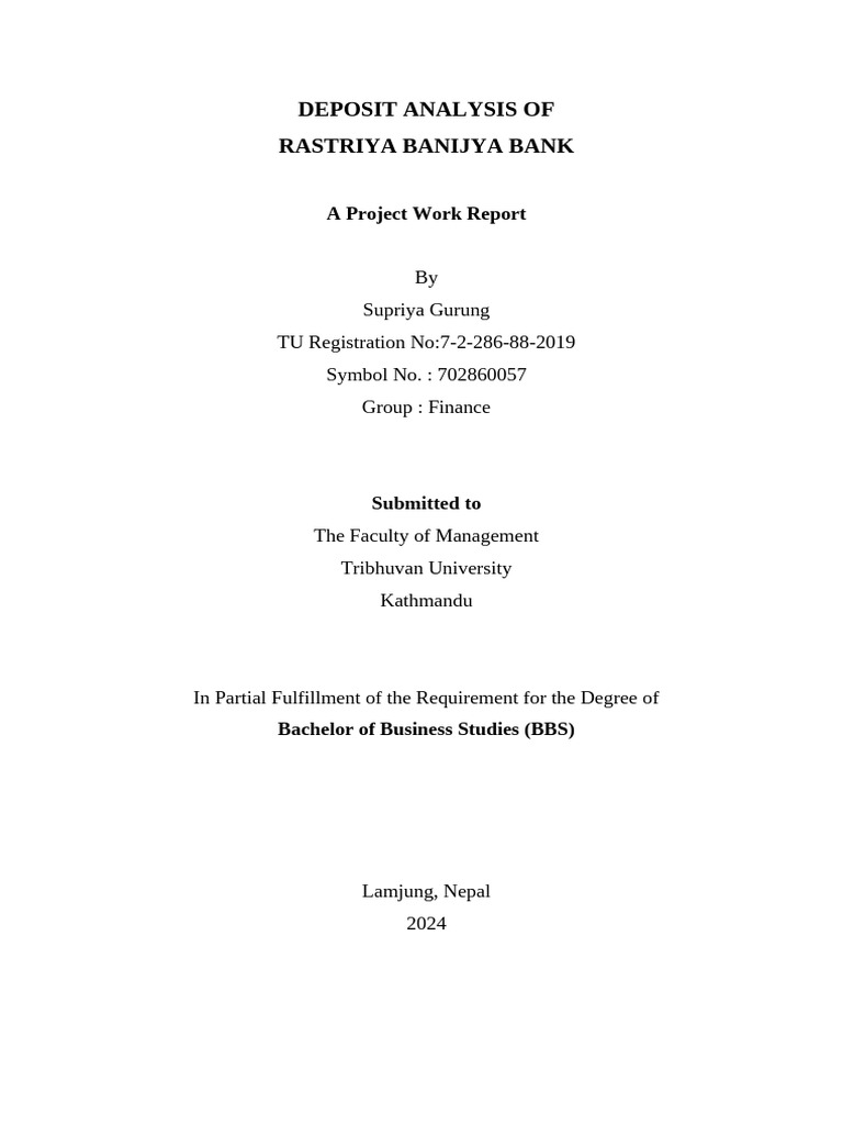 Deposit Analysis of Rastriya Banijya Bank | PDF | Quantitative Research ...
