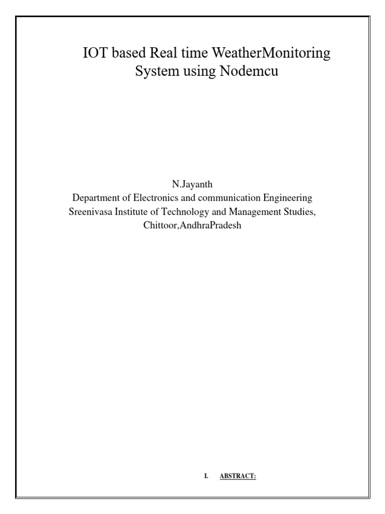 IOT Based Real Time Weather Monitoring S | PDF | Internet Of Things ...
