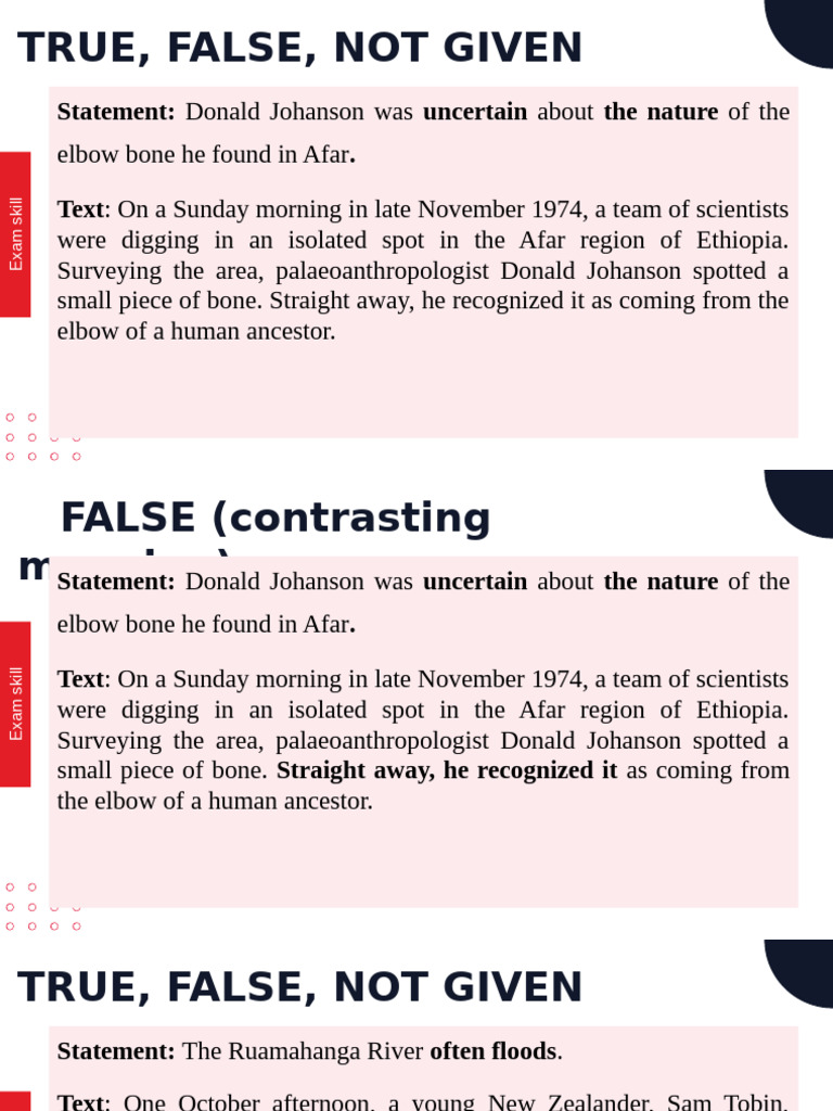 True, False, Not Given Exam Skills | PDF