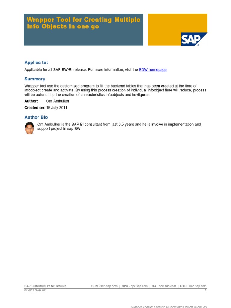 Wrapper Tool For Creating Multiple Info Objects | PDF | Information ...