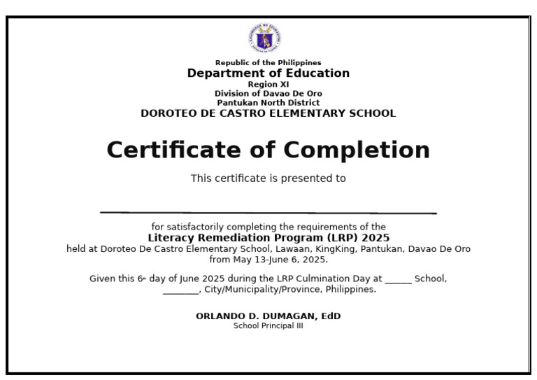 LRP 2025 Completion Certificate | PDF