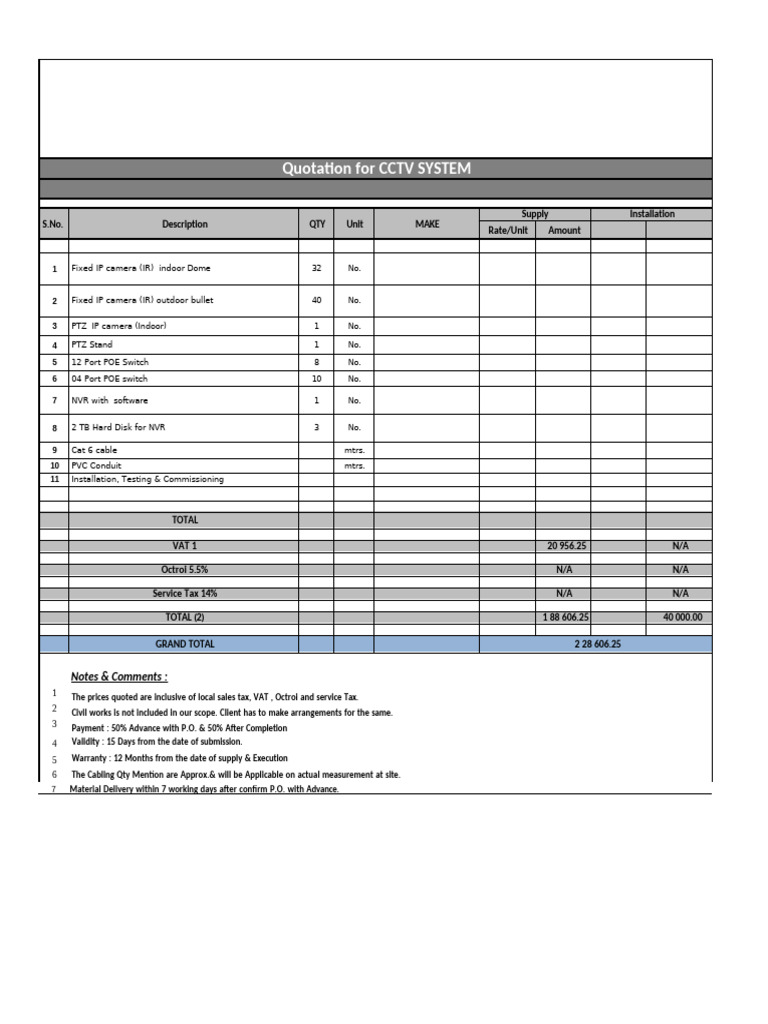 CCTV Revised Quote For Cpplus Ip Camera | PDF | Taxes