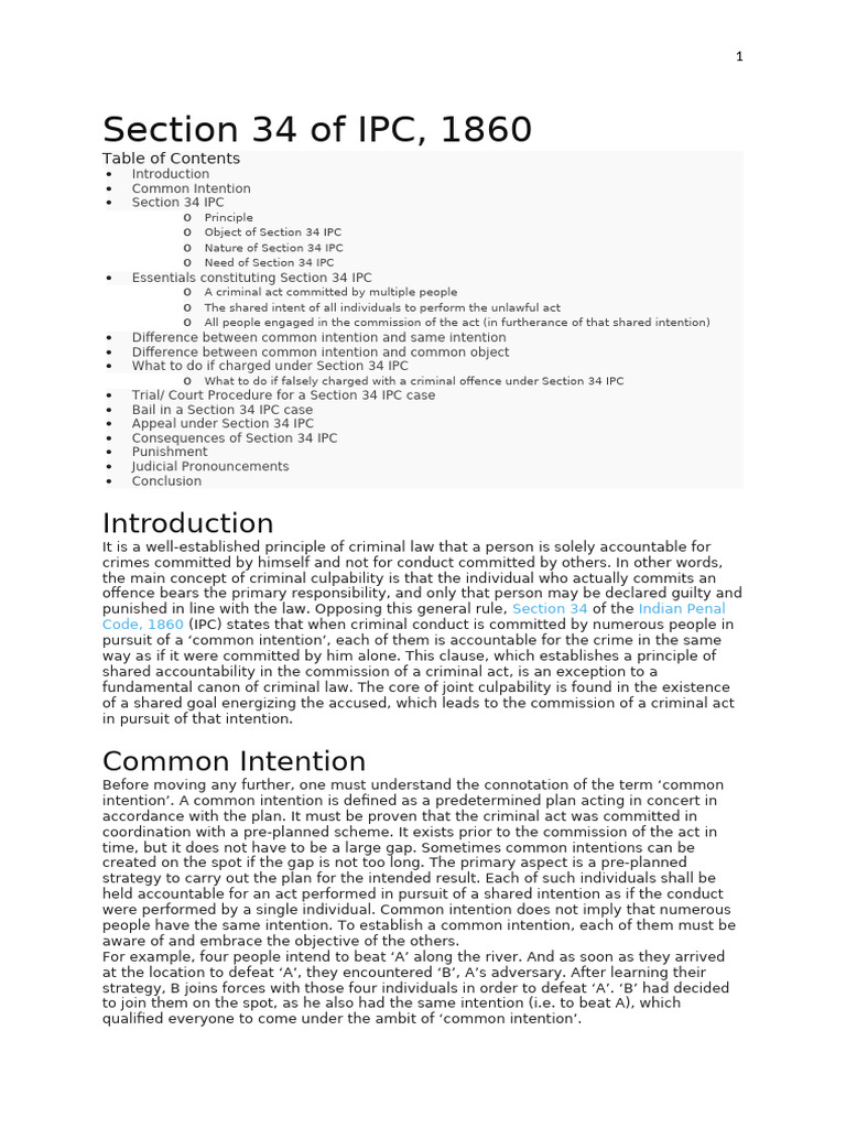 Understanding IPC Section 34: Joint Culpability | PDF | Bail | Crimes