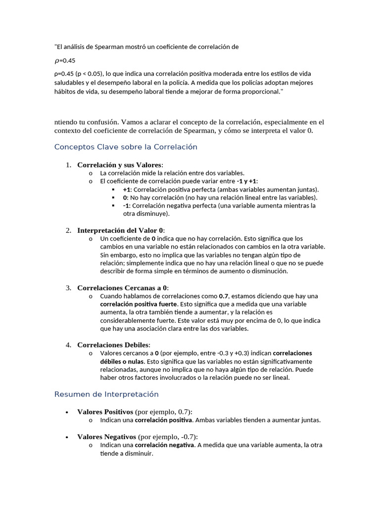 El Análisis de Spearman Mostró Un Coeficiente de Correlación de | PDF ...