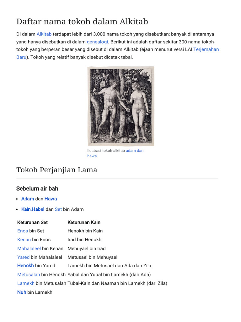Daftar Tokoh Alkitab Lengkap | PDF