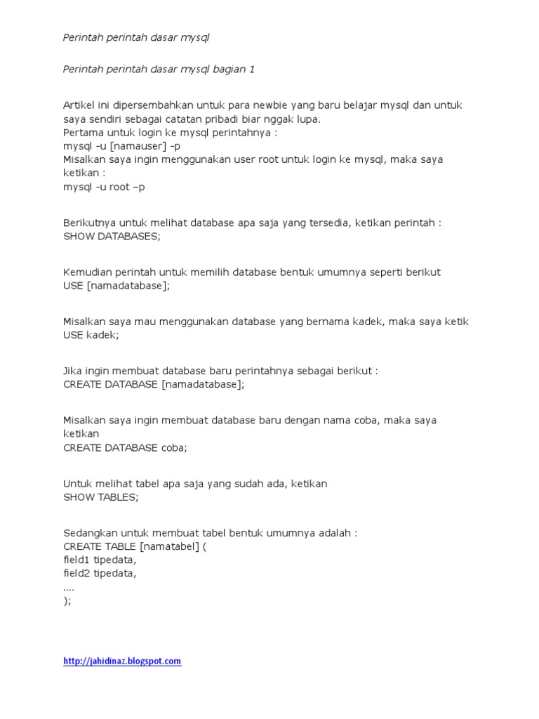 Panduan MySQL untuk Pemula | PDF | Komputer