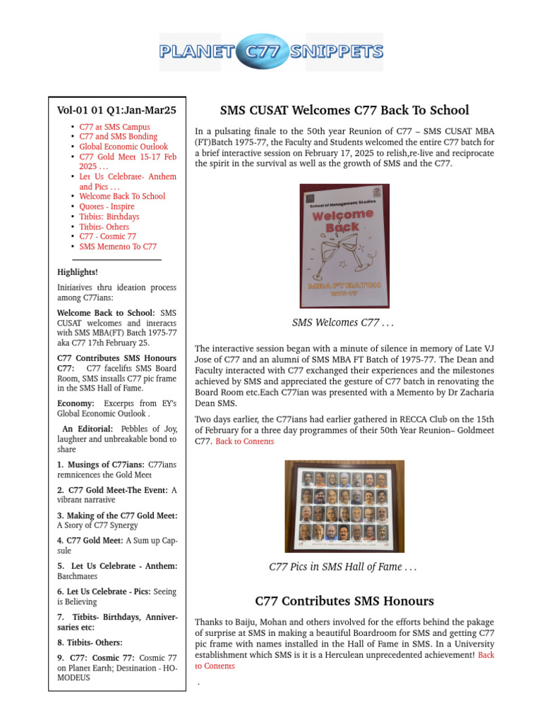 C77 Snippets (Q1) - Post Goldmeet Bulletin | PDF | Inflation | Economies