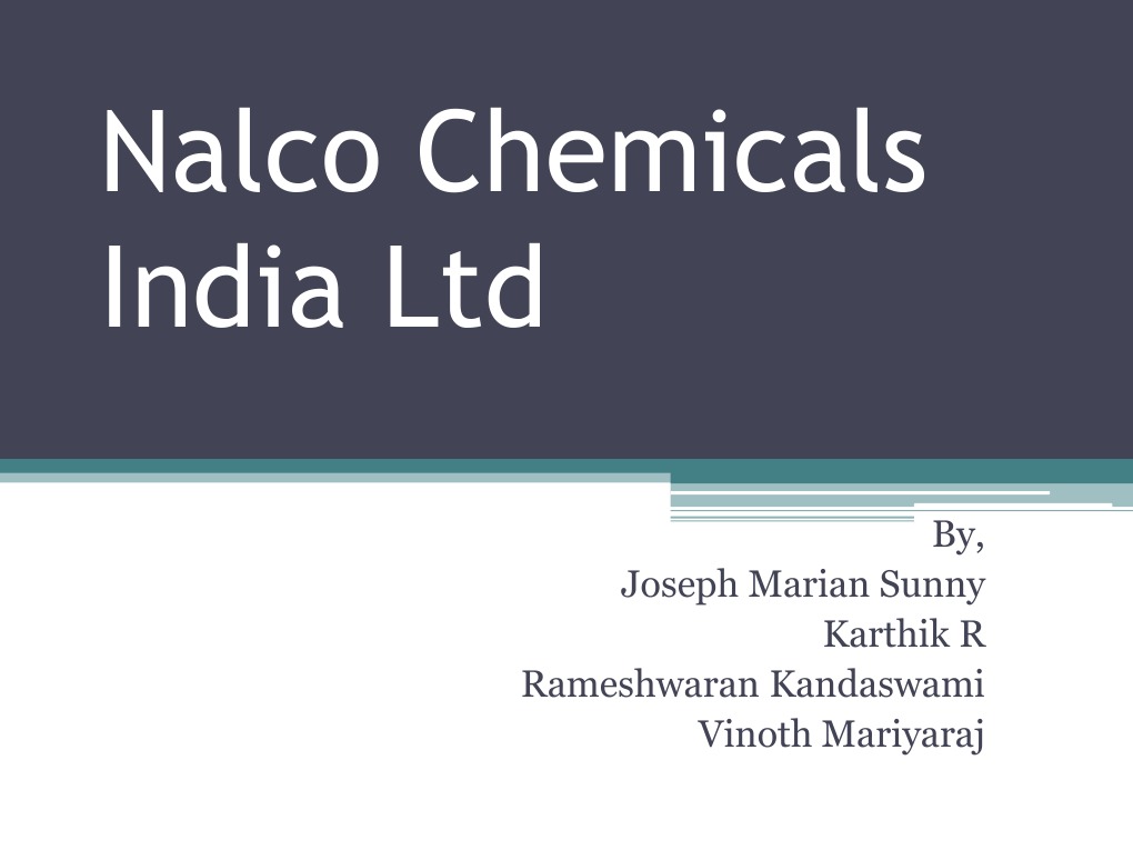 Nalco Chemicals India LTD PDF