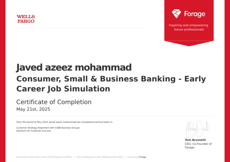 Customer Banking Job Simulation Certificate | PDF