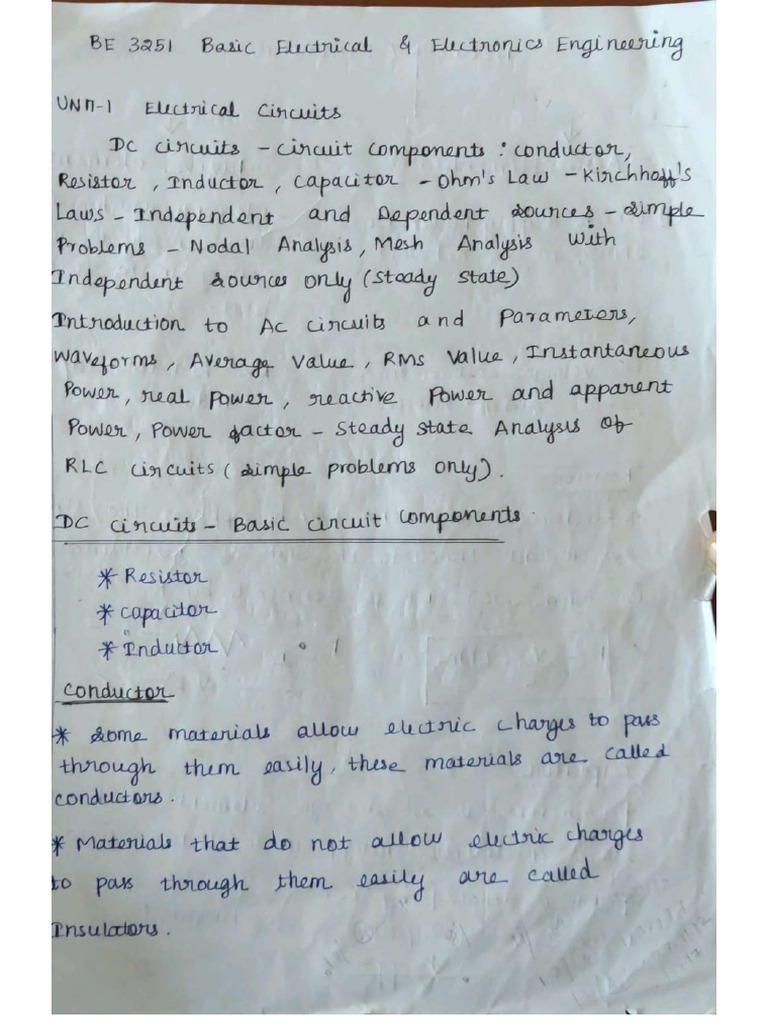 Be3251 Beee Notes | PDF
