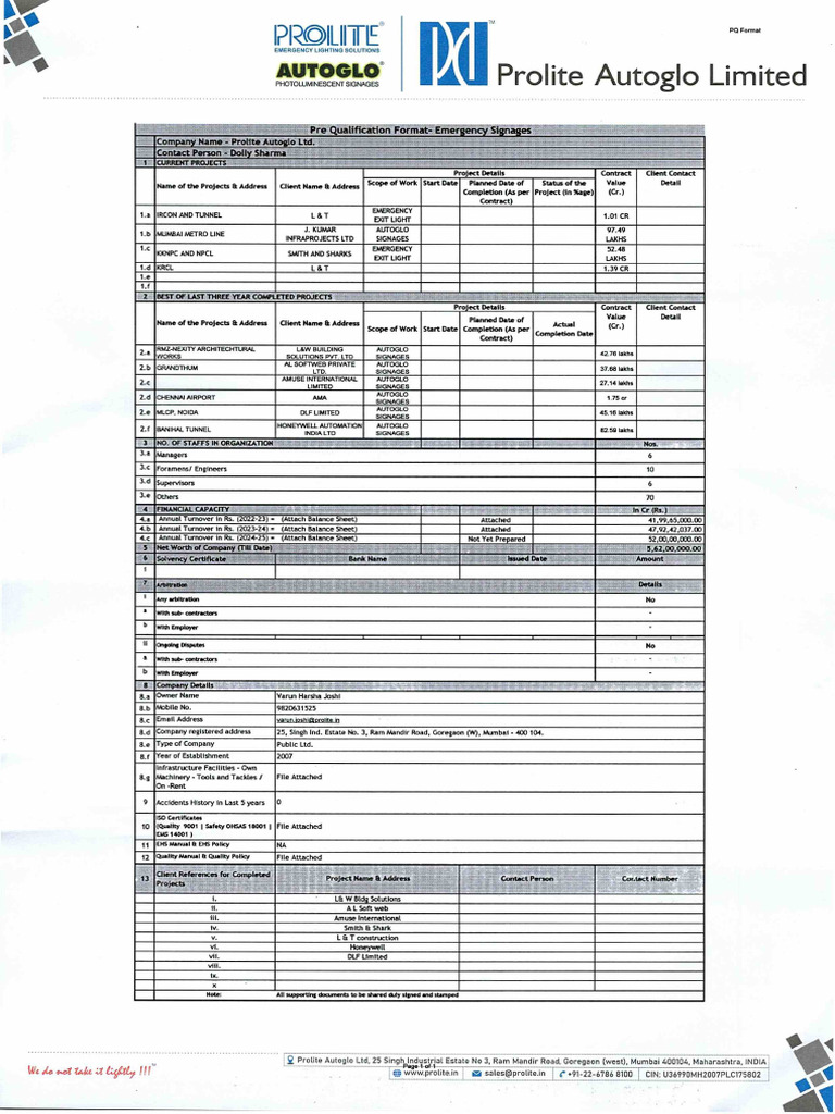 Pre Qualification Format | PDF