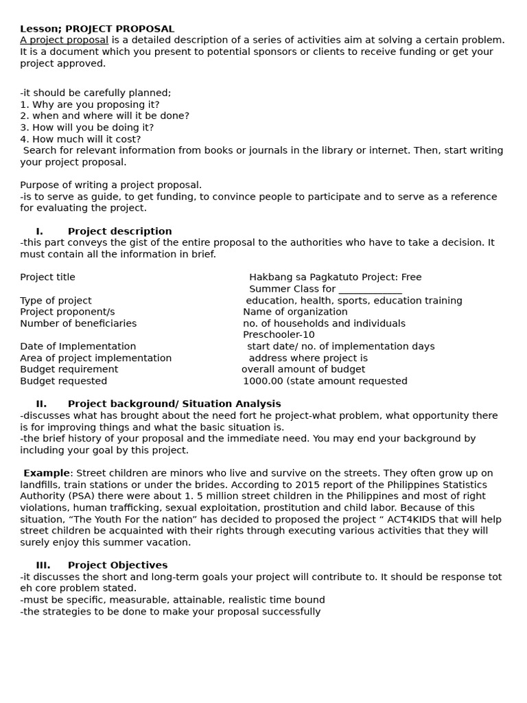 Project Proposal Guide for Funding | PDF