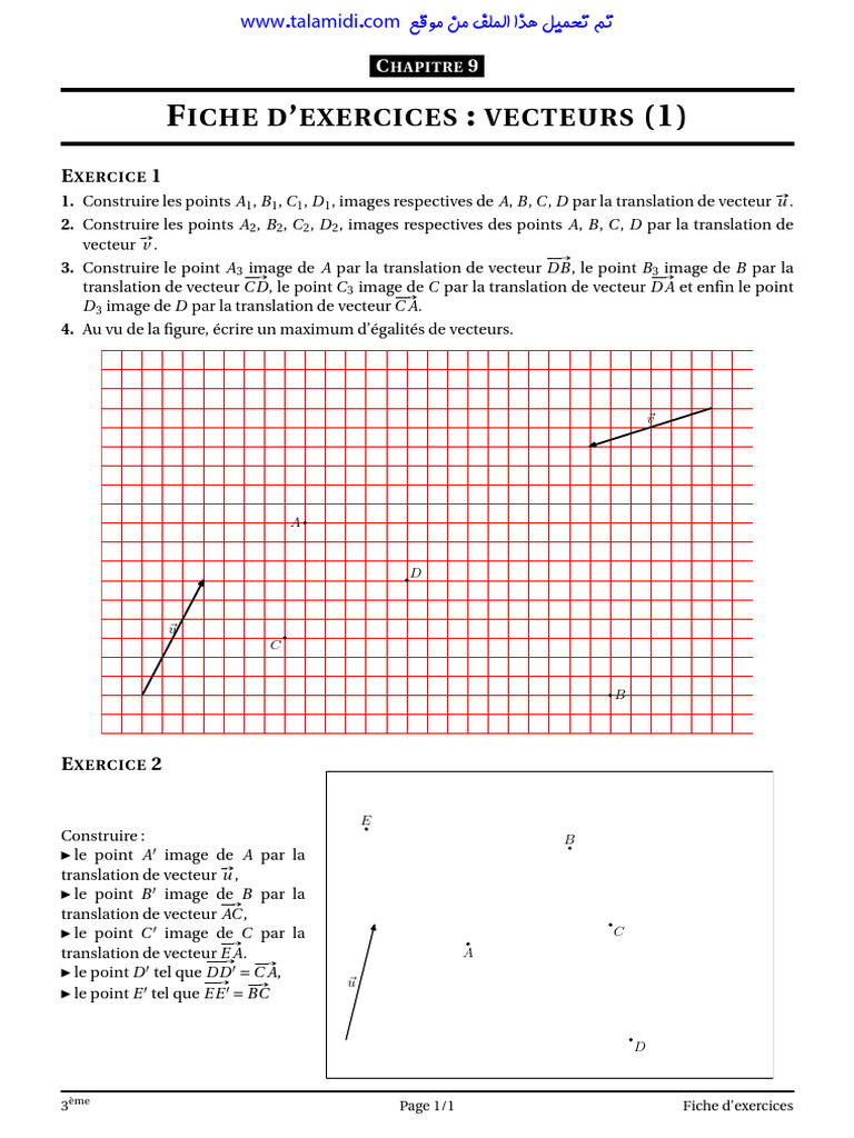 Exercices sur les Vecteurs et Translations | PDF