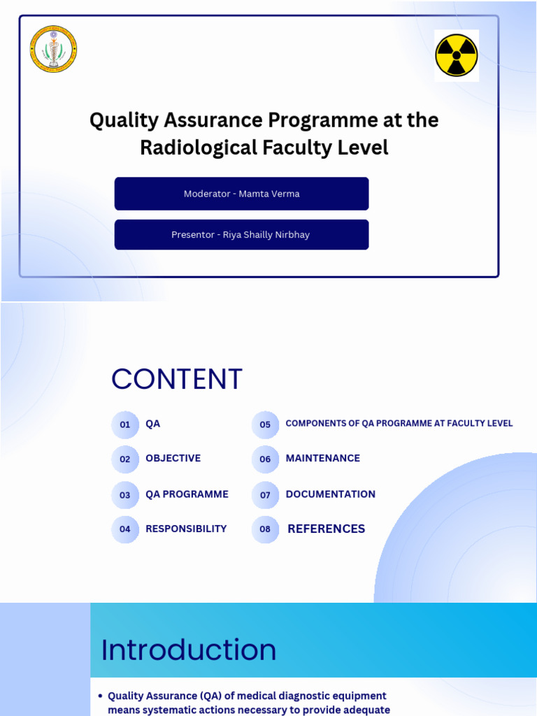 Quality Assurance Programme at the Radiological Faculty Level | PDF ...