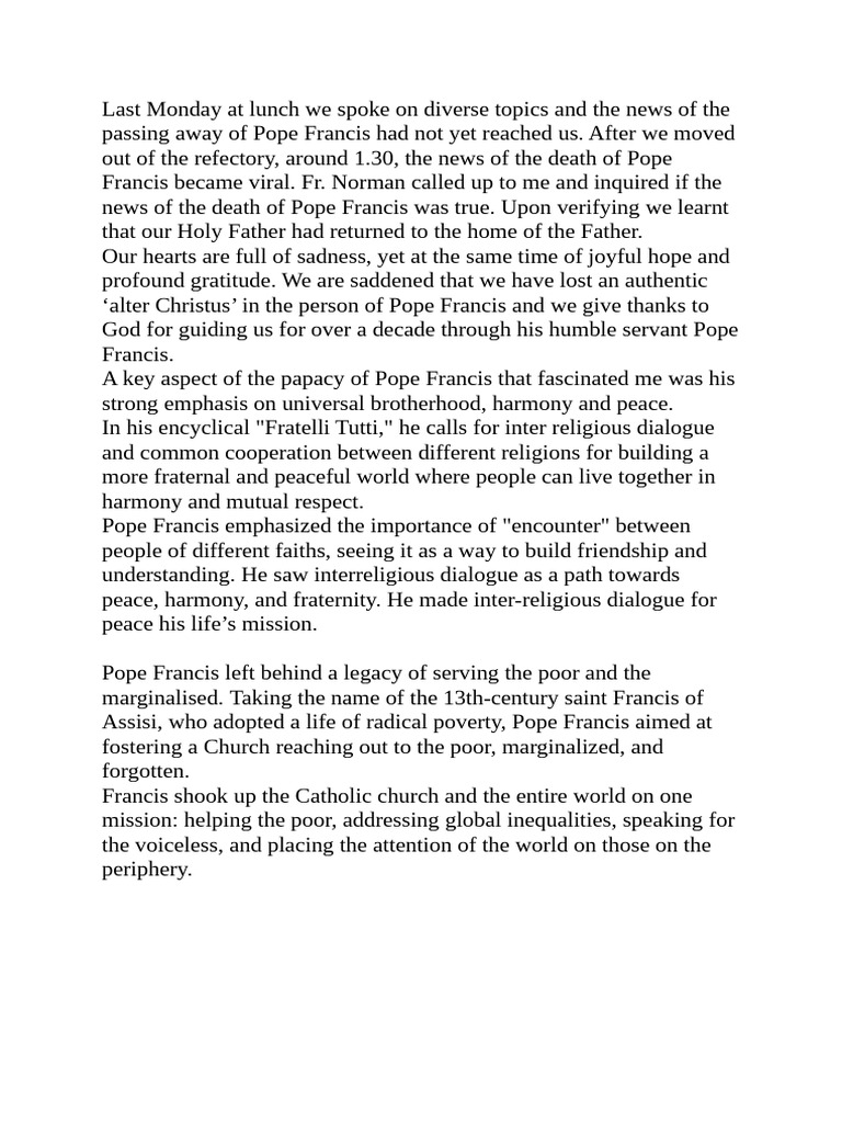Pope Francis - Homily For Mass | PDF | Pope Francis | Catholic Church