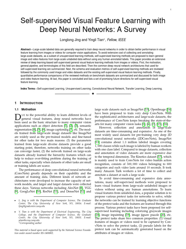 Self-Supervised Visual Feature Learning With Deep Neural Networks: A ...