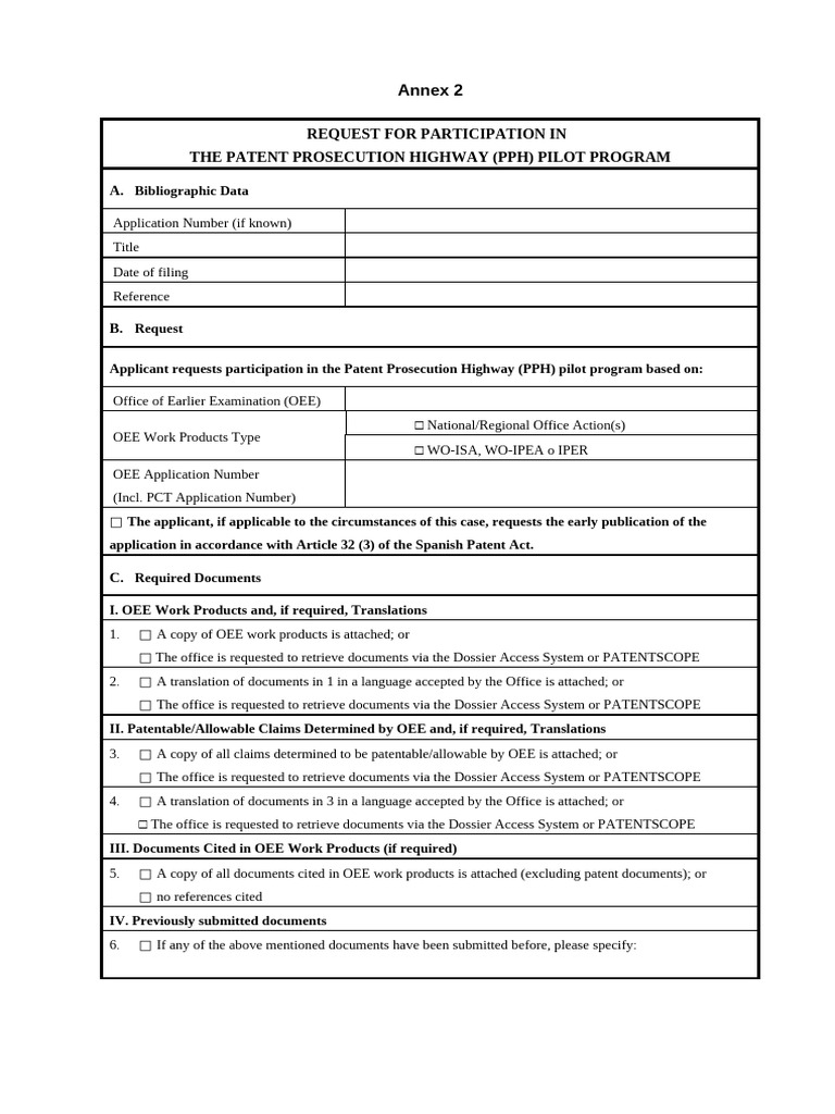 PPH Pilot Program Participation Request | PDF