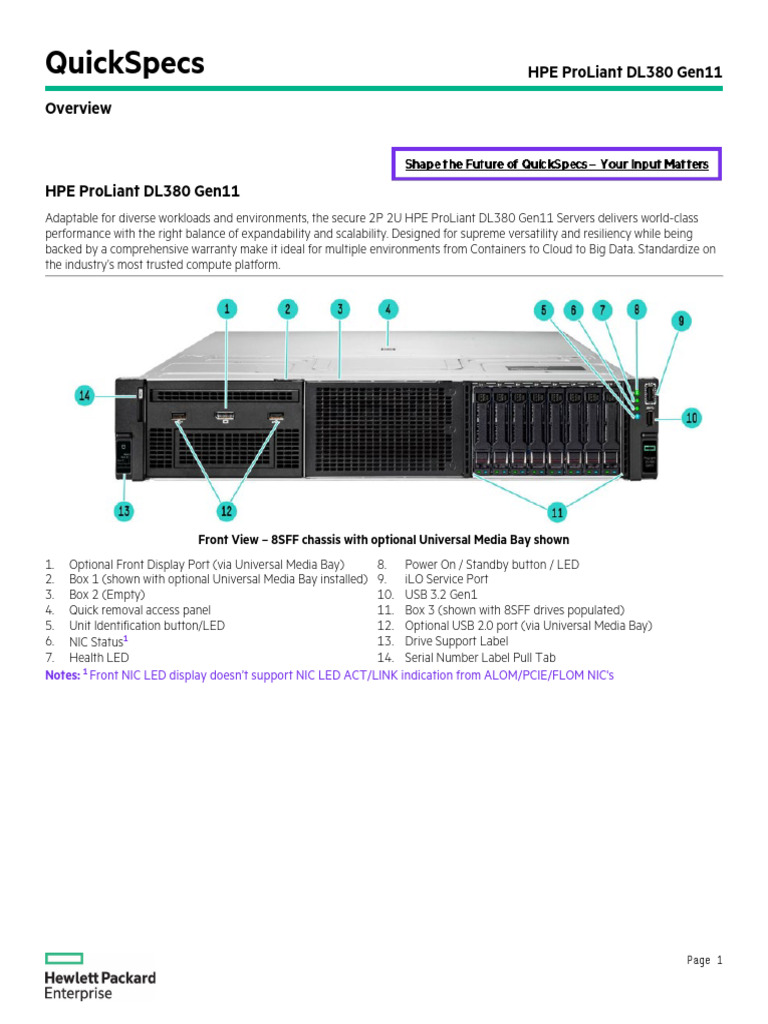 HPE ProLiant DL380 Gen11-A50004307enw | PDF | Central Processing Unit ...