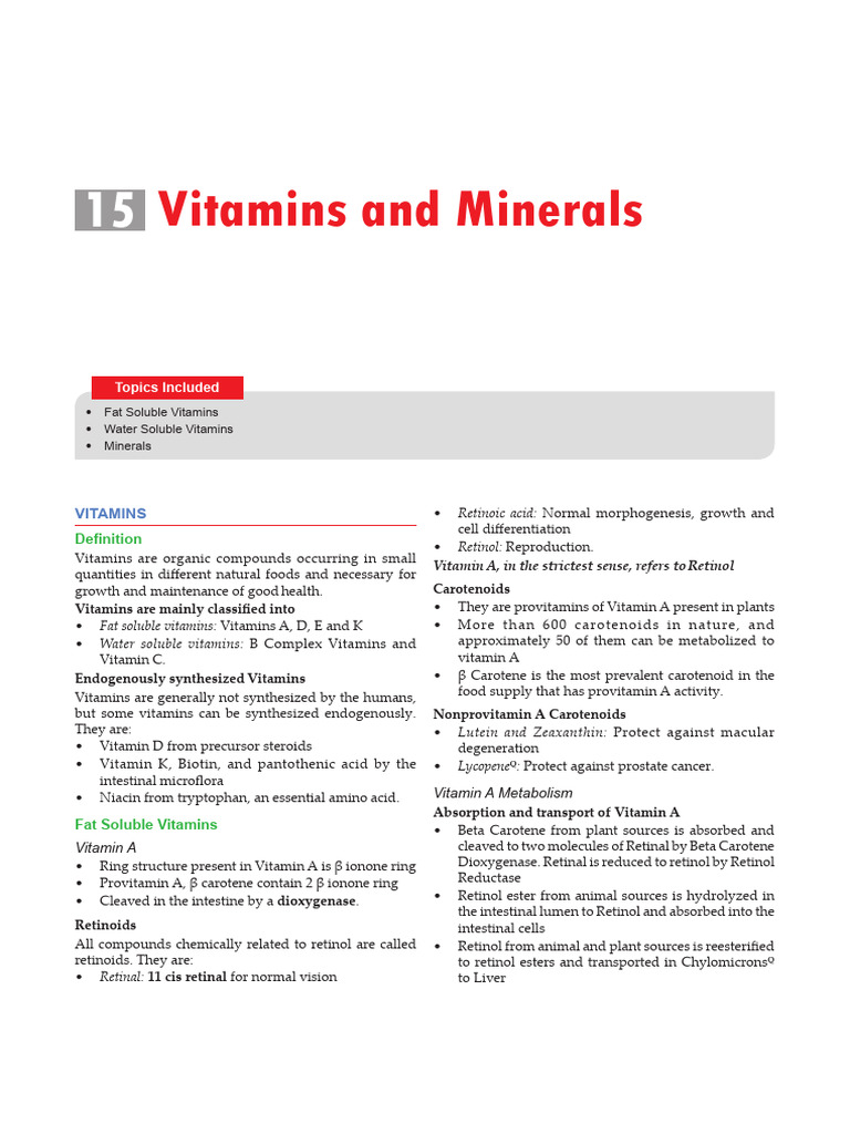 Essential Vitamins and Minerals Overview | PDF | Vitamin A | Vitamin D