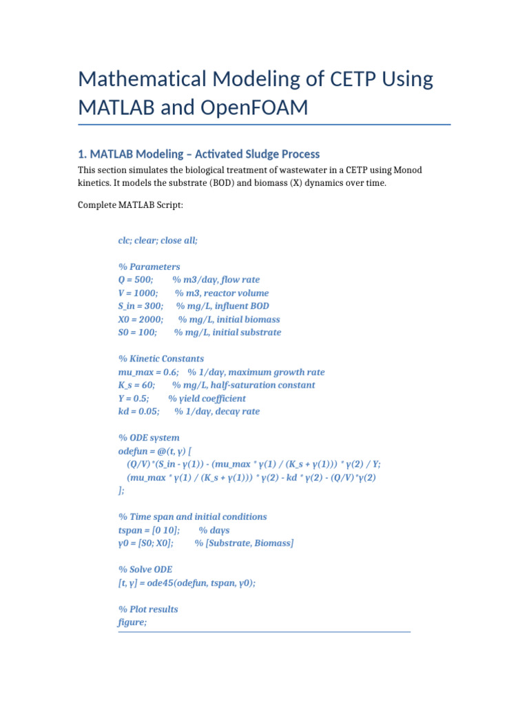 CETP Modeling with MATLAB and OpenFOAM | PDF | Chemical Engineering ...
