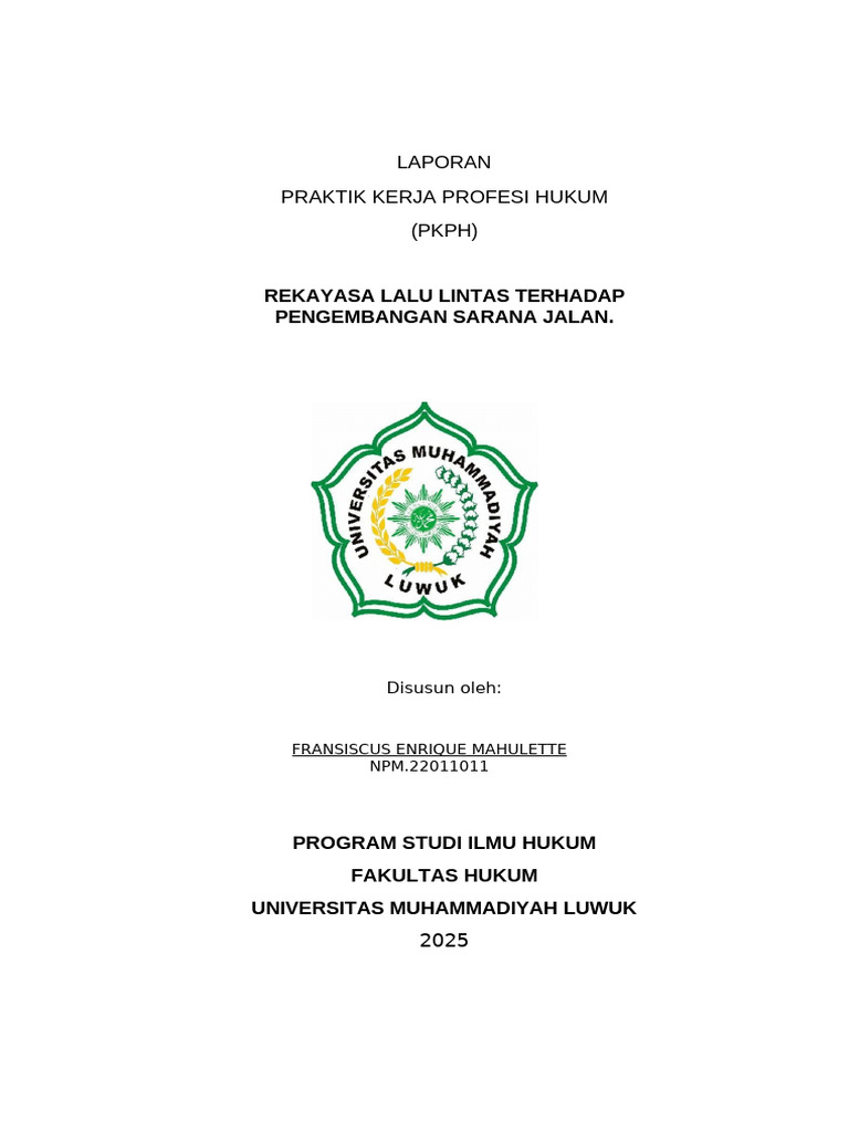 Rekayasa Lalu Lintas dan Hukum PKPH | PDF