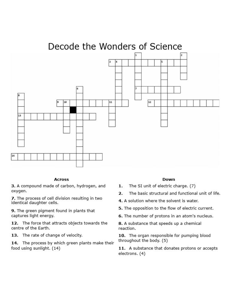 Science Crossword Puzzle Clues | PDF