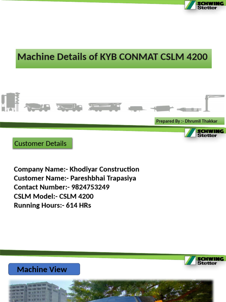 KYB CONMAT CSLM 4200 Machine Specs | PDF | Engines | Mechanical Engineering
