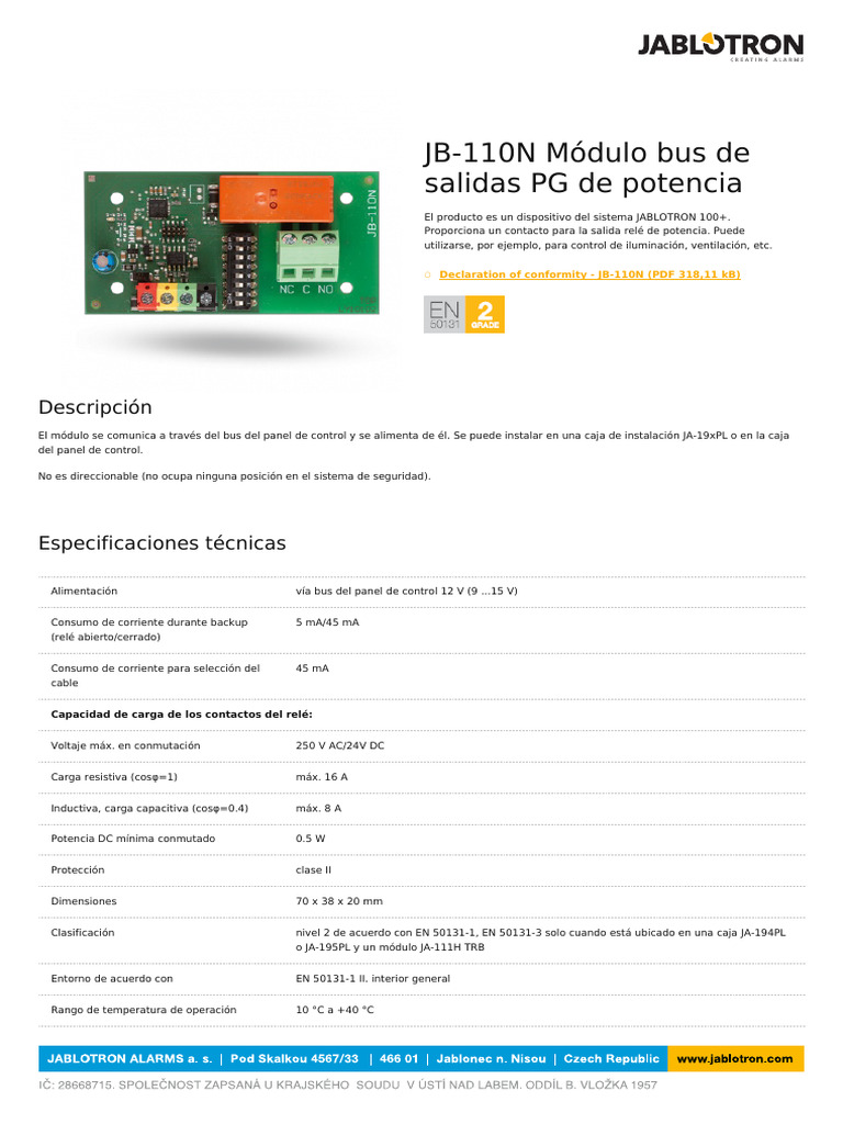 JB-110N Módulo Bus de Salidas PG de Potencia | PDF