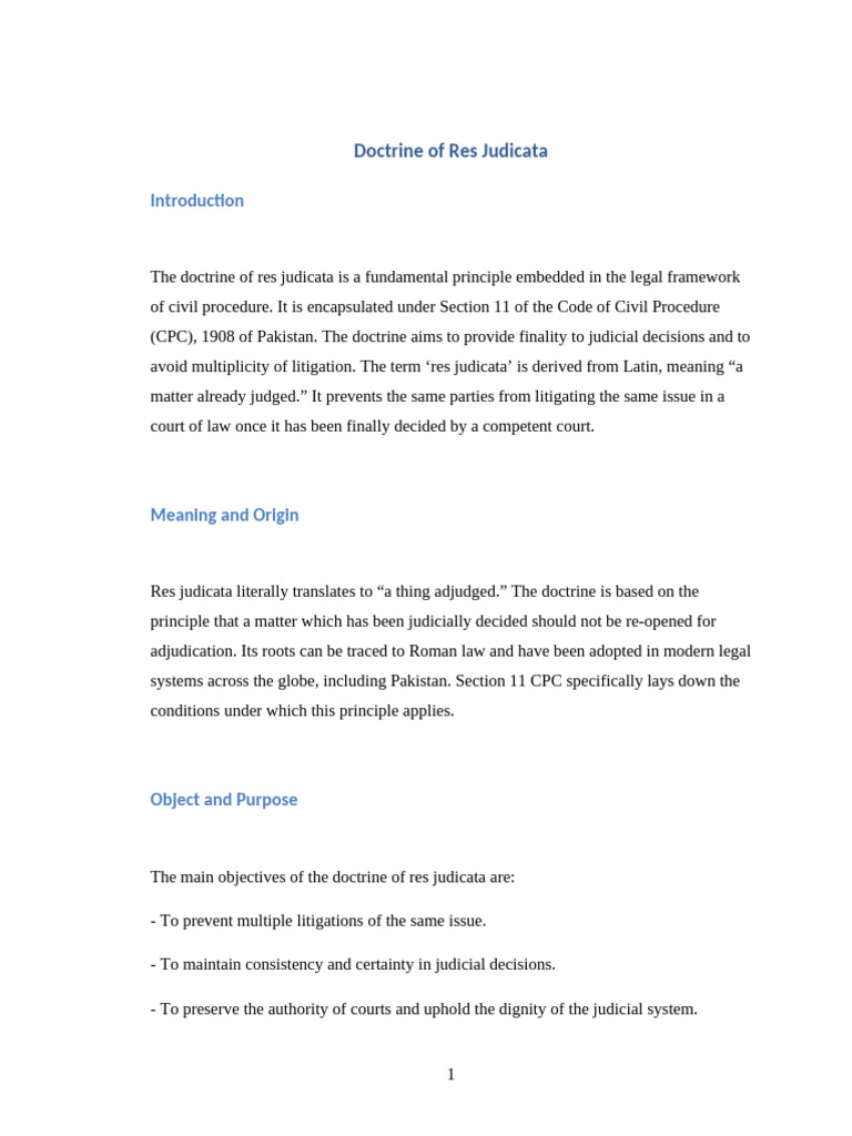 Res Judicata in Civil Procedure Law | PDF | Res Judicata | Lawsuit