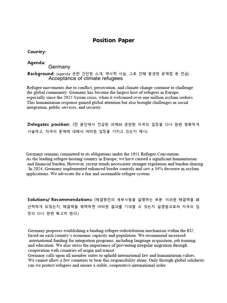 Germany's Position on Refugee Policy | PDF
