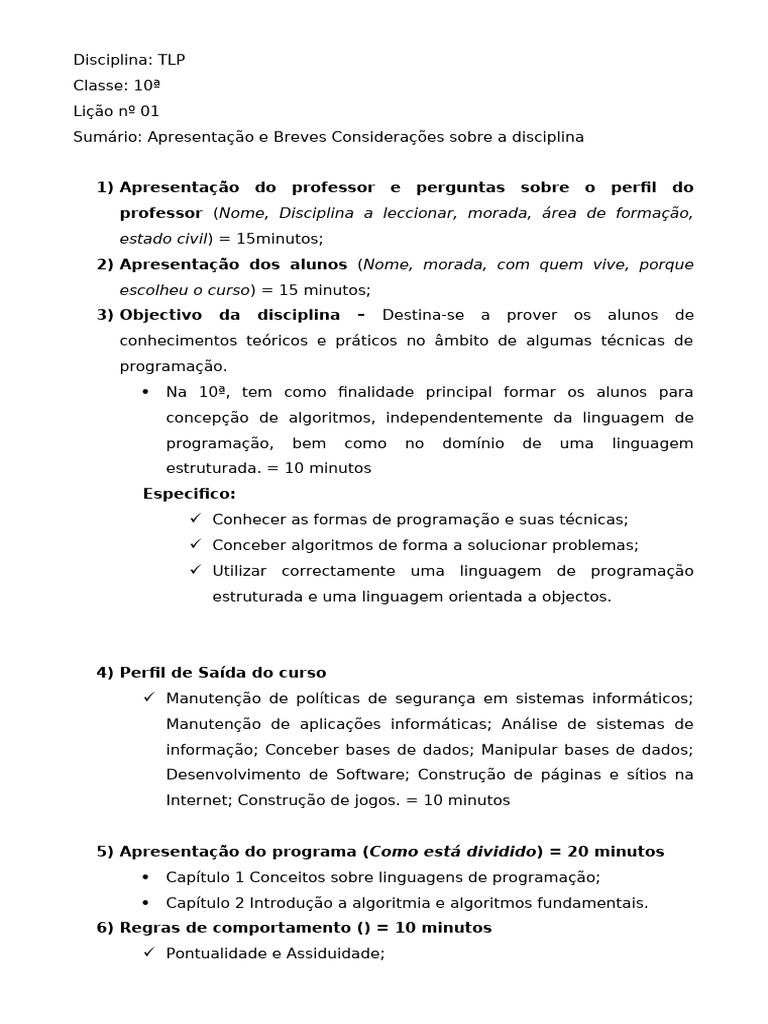 TLP 10 Classe - 1 | PDF