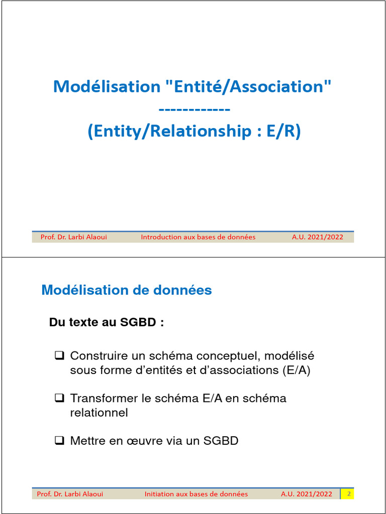 Modélisation Entité-Association en BD | PDF | Bases de données | Données