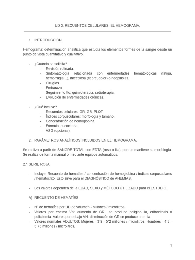 Ud 3 Hemo 2 | PDF | Leucocito | Anemia