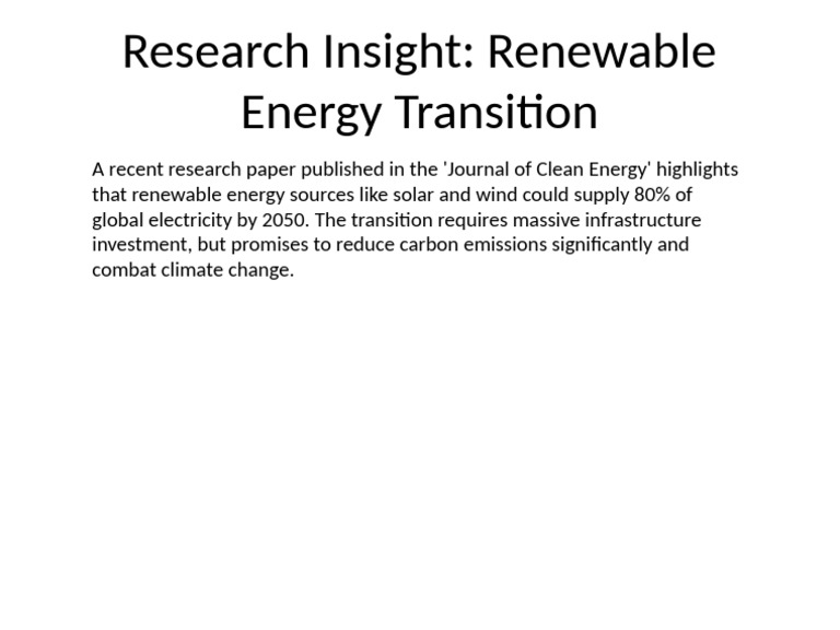 Renewable Energy Transition Insights | PDF