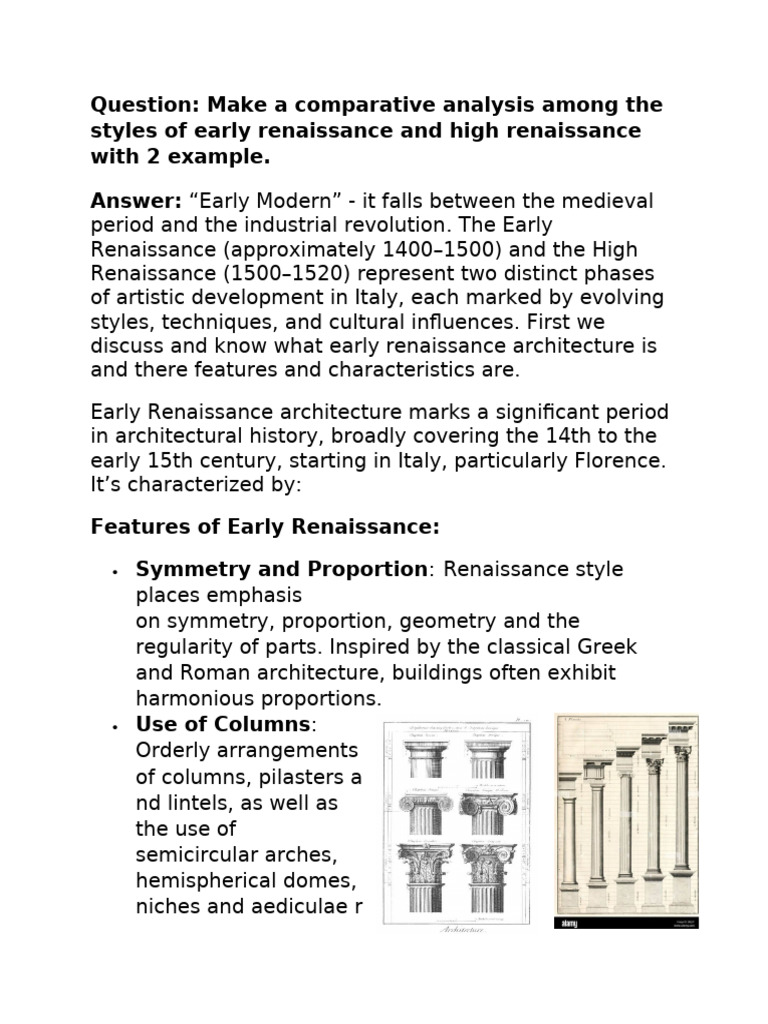 Early vs. High Renaissance Architecture | PDF | Renaissance | Dome