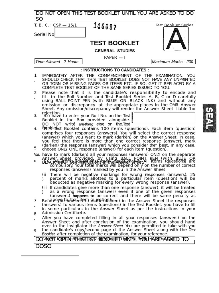 General Studies Test Booklet | PDF | Supreme Court Of India | Ecosystem
