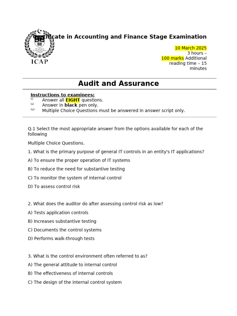 Understanding Control Activities in Auditing | PDF | Internal Control ...