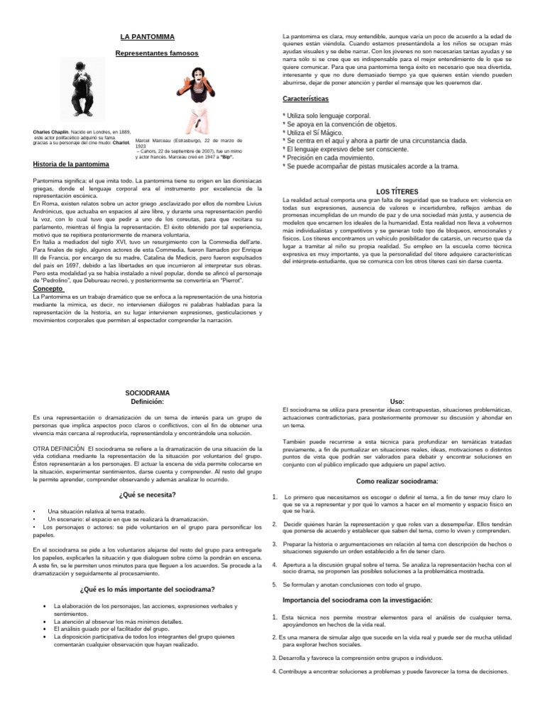 Historia y técnicas de la pantomima | PDF