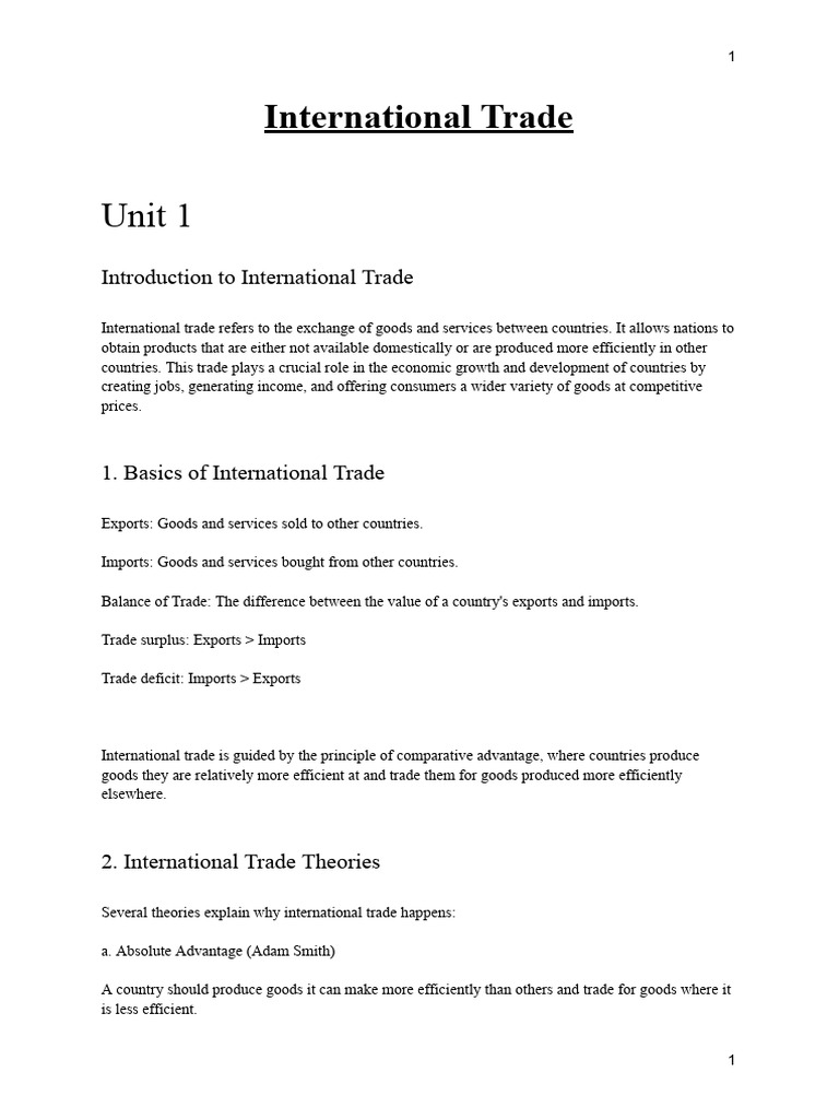 Overview of International Trade Concepts | PDF | World Trade ...