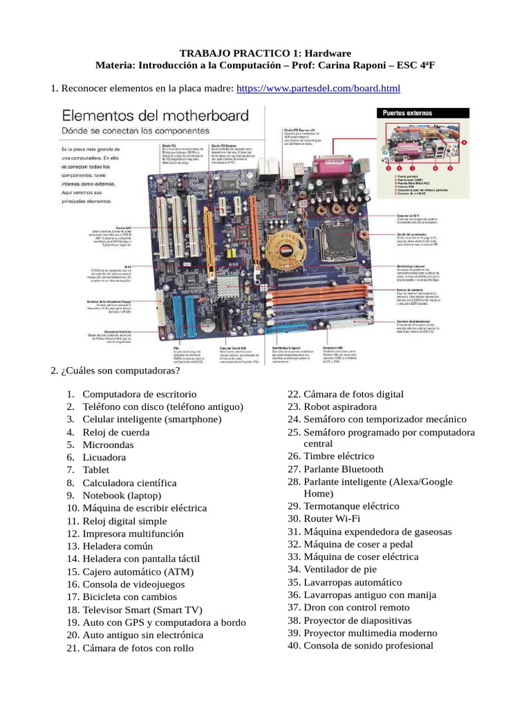 Trabajo Practico 1: Hardware Materia: Introducción A La Computación ...