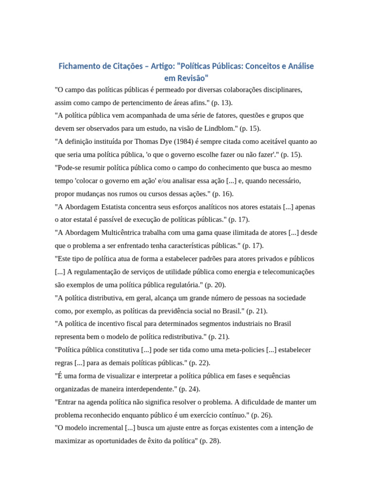Análise de Políticas Públicas e Conceitos | PDF